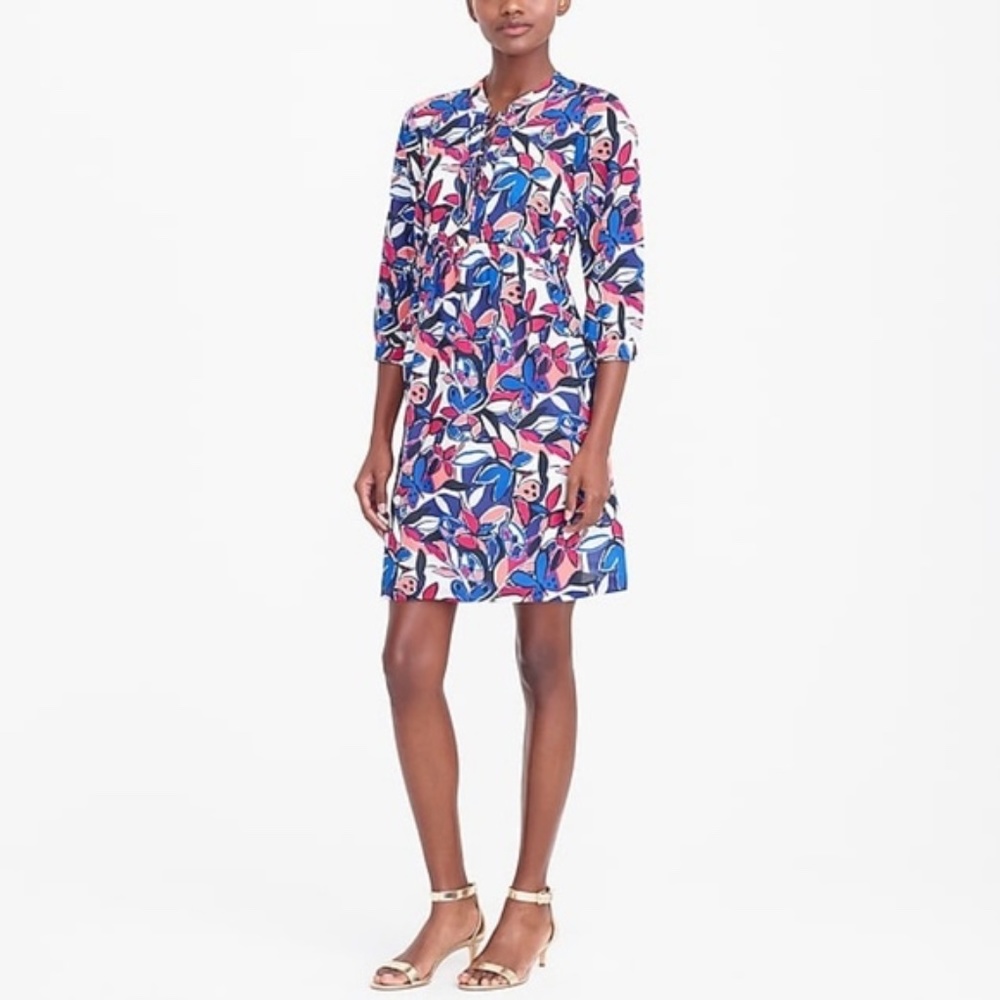 J. Crew Lace Up Butterfly Floral Printed Dress